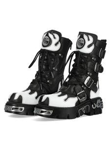 Stivali da Moto con Rivetti Multicolore, Nuovi Stivali Punk Rock da Strada con Tacco Spesso, Stivali Gotici con Fibbia e Rivetti a Fiamma - Product Image 5