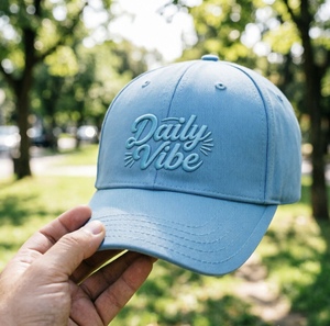 Custom Embroidery <b>Baseball</b> <b>Cap</b> Solid Light Blue Cotton Dad Hat Unisex Adjustable Curved Brim <b>Cap</b> for Casual Streetwear - Product Image 5
