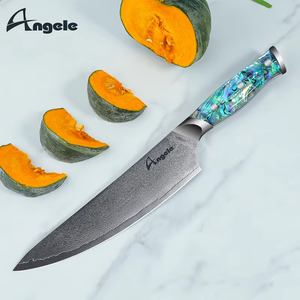 Ensemble de couteaux de chef en acier Damas de qualité supérieure avec manche ergonomique en résine de nacre écologique, ambidextre, finition hautement polie - Product Image 4