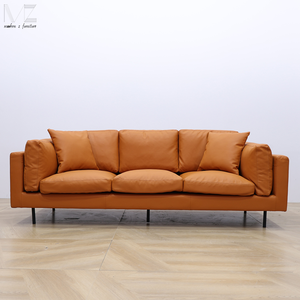 लिविंग रूम के लिए लक्जरी समकालीन प्राचीन मध्य शताब्दी 3 सीटर आधुनिक फर्नीचर चमड़ा काउच अनुभागीय सोफा - Product Image 2