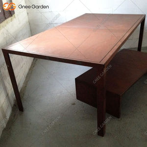 Table de salle à manger extérieure en acier Corten rustique, table moderne en métal, construction en acier Corten pour la maison, l'appartement, l'hôtel - Durable - Product Image 6