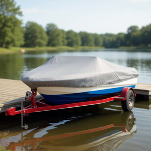 Copertura per barca grigia da 18 a 20 piedi di lunghezza e da 60 a 90 pollici di larghezza per la protezione della barca - Product Image 2
