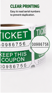 Rollo de billetes dobles de 2x2 pulgadas, numerados consecutivamente, perforados y fáciles de rasgar para sorteos. - Product Image 2