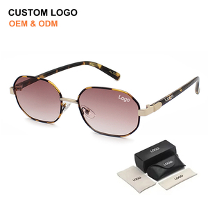 Gafas de Sol de Diseño Retro, Personalizadas, UV400, Montura Ovalada Estilo Punk, Unisex, Logotipo Personalizado, Gafas de Sol Metálicas para Hombre y Mujer 2025 - Product Image 1