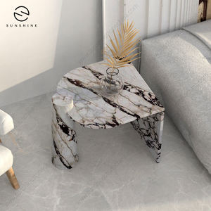 โต๊ะปลายหินอ่อน Calacatta หรูหราออกแบบวงรีที่ทันสมัยสำหรับเฟอร์นิเจอร์ห้องนอนและโรงแรมระดับไฮเอนด์ - Product Image 3