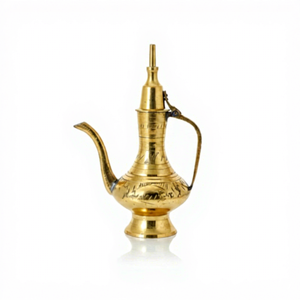 Carafe à eau Aftaba en laiton, artisanale indienne traditionnelle, avec long bec verseur, poignée et motif floral gravé pour la maison - Product Image 4