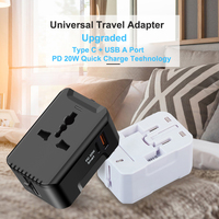Meilleure vente Adaptateurs de voyage mondiaux de type C Adaptateur de voyage mural USB 20W PD Adaptateur de voyage universel multi-prises international