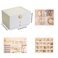 TONVIC Boîte de rangement à bijoux rectangulaire en cuir PU et velours, 3 couches, rose et verte, personnalisable, vente en gros directe usine