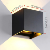 Applique murale extérieure carrée moderne noir mat, étanche IP65, double tête LED haut/bas, vente en gros usine