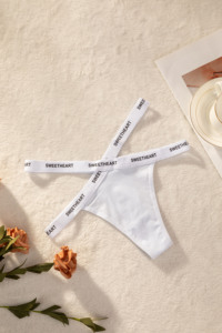 ชุดชั้นในแบบจีสตริงผ้าฝ้ายพิมพ์ลายตัวอักษร สีพื้น แบบไขว้ เซ็กซี่ น่ารัก ใส่ได้ทุกวัน แพ็ค 6 ชิ้น มีสินค้าในสต็อก - Product Image 3
