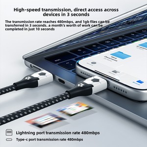 Câble de charge rapide et de données tressé de type C (PD) de 1M, <span class=keywords><strong>2M</strong></span>, 3M pour iPhone 15/16/17 Pro Max - Product Image 3