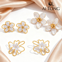Anting-anting tusuk mutiara baroque berlapis emas 18K antialergi dan anti-korosi dari baja tahan karat, hadiah pesta pernikahan, grosir OEM