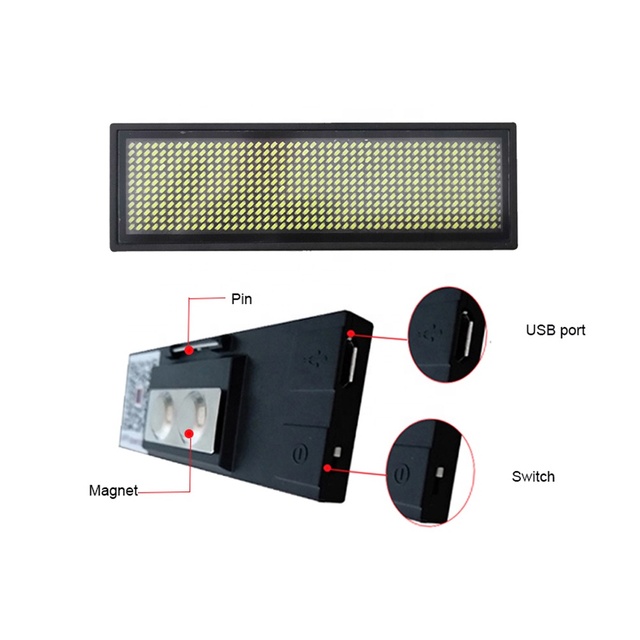 Factory Led Name Badge Display With USB Rechargeable Mini Led Name Plate