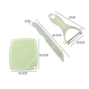 Ensemble de couteaux en acier inoxydable, ensemble de trois pièces, planche à découper en paille de blé, couteau à fruits, éplucheur, outils de cuisine combinés - Product Image 6