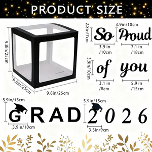 Juego de 4 Cajas de Globos Transparentes Negras con la Palabra GRAD para Decoración de Fiesta de Graduación 2026 - Product Image 4