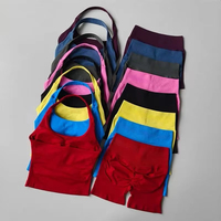 Conjunto de 2 piezas de sujetador deportivo y shorts de yoga de cintura alta color melocotón, con efecto de realce de abdomen y cadera, antichoque y cuello halter
