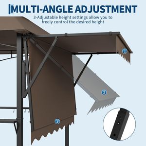 Abri de jardin pour barbecue 8' x 5' avec auvent supplémentaire 7' x 3', abri de jardin à double niveau avec étagères pour patio, barbecue, cour arrière - Product Image 3
