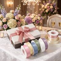 Ruban en satin polyester double face de 2,5 cm x 20 yards, ruban uni pour emballer des gâteaux, des cadeaux, des bouquets floraux, des nœuds faits à la main, décoration