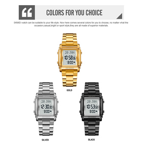 SKMEI # Montre Azan Qibla en acier 2277, rappel de prière musulmane, montre de temps, étanche, produits religieux - Product Image 2
