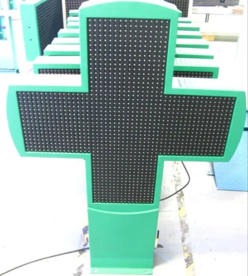 Полноцветный светодиодный аптечный крестообразный знак 800 мм, водонепроницаемый P16 аптечный зеленый крестообразный светодиодный дисплей, наружный