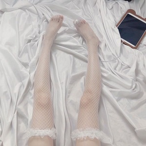 Japanese Style Lace Fishnet Thigh High Socks Black Transparent Anti Slip Women's Stockings For JK Girl Schoolgirl Fashion - Product Image 4