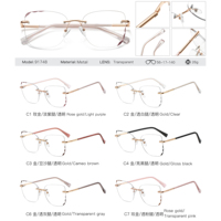 MS 91748 Nouvelles lunettes optiques sans monture TR90 pour femmes, monture brillante sans cadre, lunettes brillantes, logo personnalisé, blocage de la lumière bleue