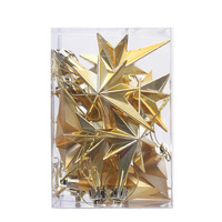 Ensemble de 12 pendentifs en forme d'étoile pour arbre de Noël, plaqués or, pour Noël, Nouvel An, fête de fin d'année