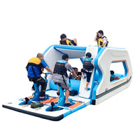 Bateau-maison gonflable commercial 2026, 4,5 m, grand modèle pliable, batterie au lithium, matériau PVC, 5-10 passagers, blanc + bleu