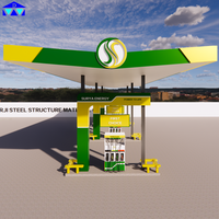 Station-service en acier moderne à faible coût, structure métallique personnalisée, station-service à essence à vendre
