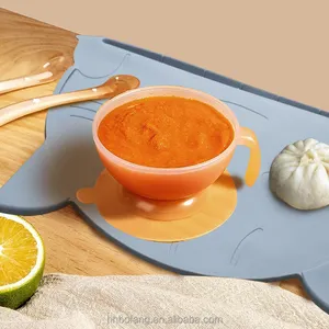 Nonslip Round And Irregular BPA Free Baby Silicone Placemats With Food Catching Pockets For Dining Table