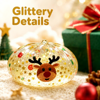 Jouets à presser en forme de boulettes de Noël, mignons, sur le thème de Noël, transparents, avec paillettes, avec boîte cadeau à fenêtre colorée
