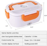 Boîte à lunch électrique chauffante portable en plastique PP de qualité alimentaire 1,05 L 110V/220V pour le bureau et l'extérieur