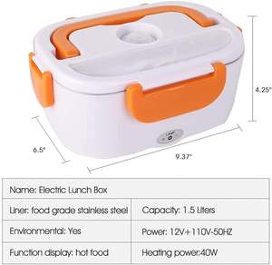 Boîte à lunch électrique chauffante portable en plastique 110V/220V 1,05L, chauffe-plat thermique - Product Image 4