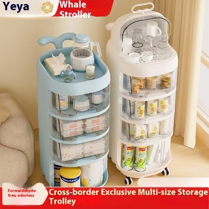 Carrito de Almacenamiento Giratorio para Productos de Bebé, Carrito de Almacenamiento de Plástico con Ruedas para Junto a la Cama - Product Image 2