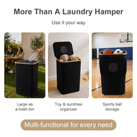 Panier à linge pliable en bambou grande capacité avec couvercle, idéal pour le rangement des vêtements (ODM/OEM)
