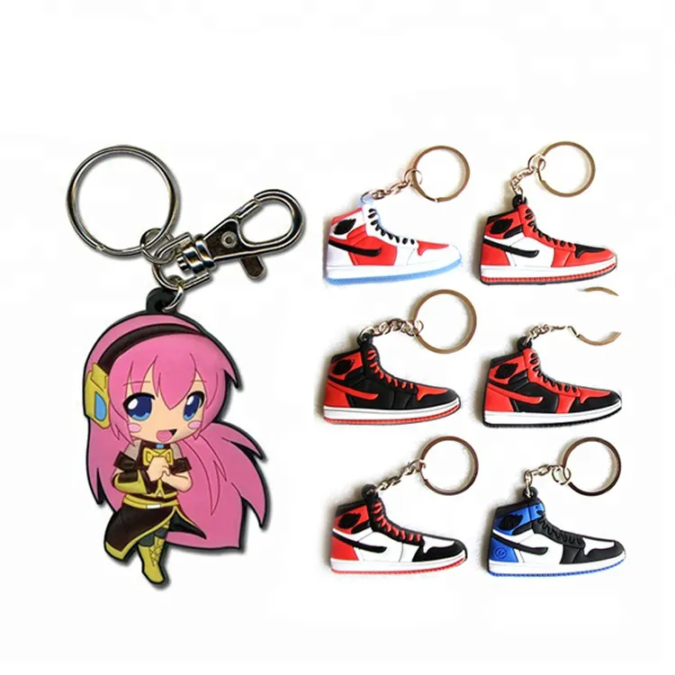 Custom Animal Anime Gym Running 3D Shoes Silicon Plastic Rubber Keychain