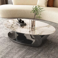 Table basse ovale de style minimaliste italien, peinture laquée de luxe, pour salon d'appartement