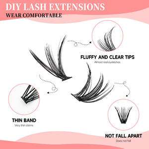 Cils en grappe thermocollés 3D 30D 40D 50D 60D 80D 100D en fibre PBT, pré-faits pour <span class=keywords><strong>extension</strong></span> DIY, doux, naturels, sans cruauté animale, pour marque privée - Product Image 3