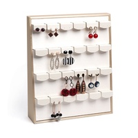 Présentoir de bijoux vertical en PU haut de gamme cadre en or anneaux boucles d'oreilles colliers pendentifs plateaux de support pour compteur de bijoux