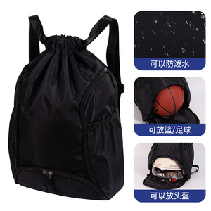 Multi-Functional <b>Drawstring</b> <b>Backpack</b> With Zipper Pockets For Basketball Football Helmet Storage Waterproof Sports Bag Unisex - Product Image 1
