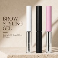 Gel coiffant transparent pour sourcils, tenue forte, fini naturel, 9g, brosse double face, 3 teintes (rose, blanc, noir), marque privée, fixateur de sourcils