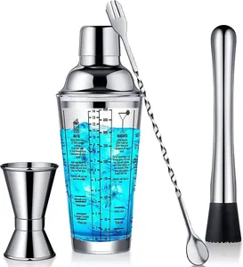 leak-proof clear shaker Glass Cocktail shaker for mixing cocktails professional mixers