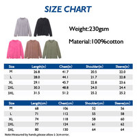 T-shirts Homme Oversize à Manches Longues en Coton Tricoté Lourd 230 GSM de Haute Qualité, Respirants, Anti-Boulochage, Effet Délavé à l'Acide, 100% Coton