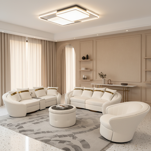 Set di Divani in Pelle Moderni con <span class=keywords><strong>Schienale</strong></span> Trapuntato e Gambe in Metallo, <span class=keywords><strong>Divano</strong></span> <span class=keywords><strong>Angolare</strong></span> Ecologico per Soggiorno, Hotel, Appartamento, Ufficio - Product Image 2