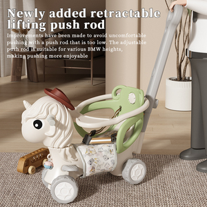 Cheval à bascule 4-en-1 en plastique pour intérieur et extérieur, jouet à chevaucher pour tout-petits, trotteur bébé avec roues - Product Image 6