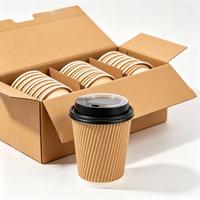 Gobelet en carton ondulé simple paroi imprimé sur mesure, isolant thermique, jetable, pour café, thé, boissons chaudes, vente en gros