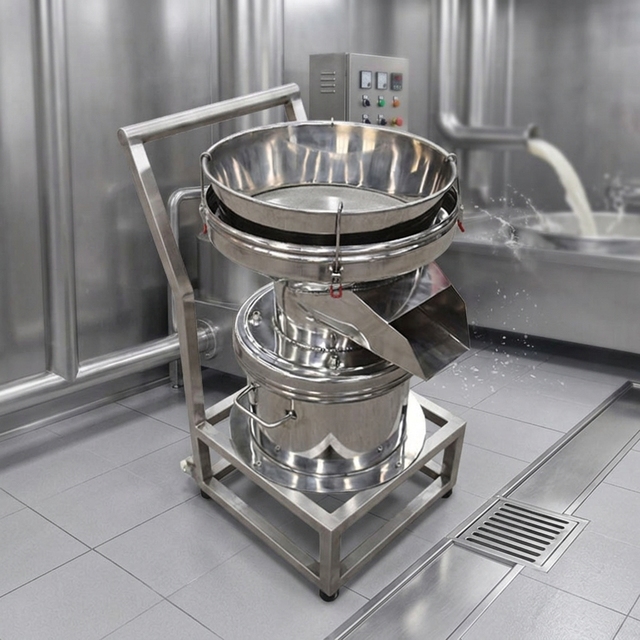 Small 220V 50HZ Stainless Steel Mobile 450 Type Vibrating Filter Screen for Dry and Wet Separation