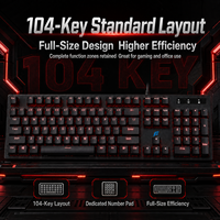 Clavier optique filaire F9, disposition 104 touches, mécanique, Plug and Play, en alliage, rétroéclairage LED rouge, Hot-Swap, ergonomique pour les joueurs et le bureau