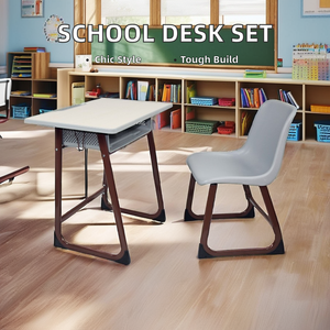 Ensemble moderne de bureau et chaise individuels avec table et chaise d'étudiant en métal Aoyasi PT-313B - Product Image 4