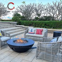 Table à manger de style moderne de bol de foyer rond de qualité supérieure avec la solution de conception graphique de villas de jardin de maison de feu incluse